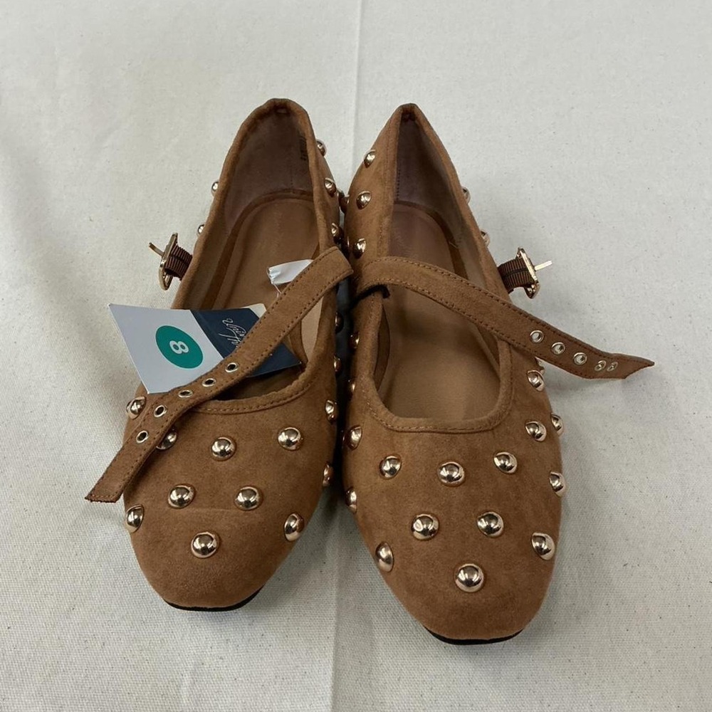 Brown studded Mary Jane flats